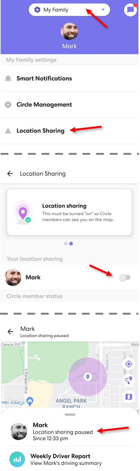 How do I see location sharing history?